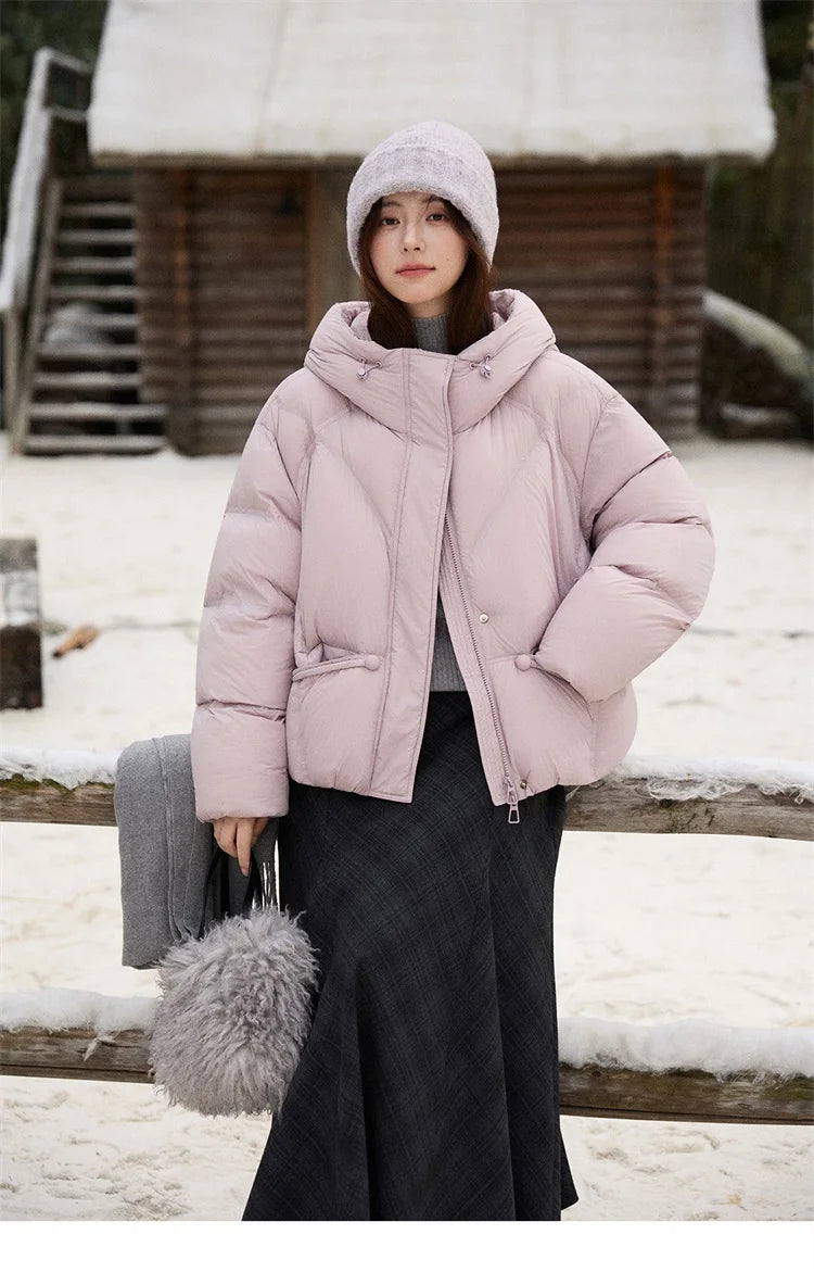 MISHOW Blue Down Coat Women 2025 Winter Fashion Elegant 90% White Duck Down Short Lightweight Puffer Jacket Warm MXE51Y0081