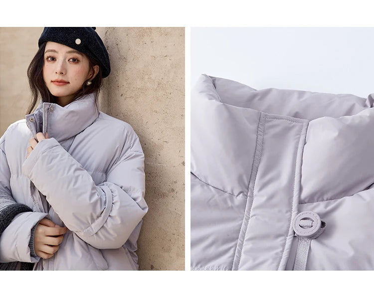 MISHOW Minimalist Down Jacket Women Zipper Short Jacket 2024 Fall Winter Loose Korean Version White Duck Down Jacket MXD42Y0047