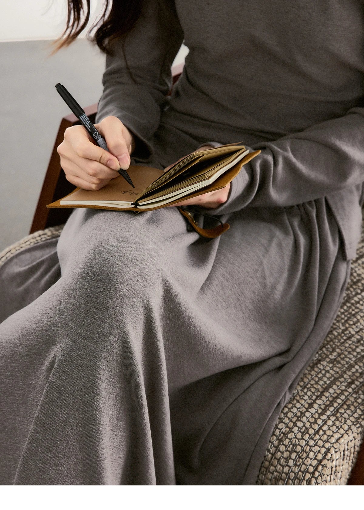 MISHOW Women's Grey Irregular Top Elastic Waist Skirt Two-Piece Set Spring Off-Shoulder Lace Trim Top Maxi Skirt Set MXF13T1479