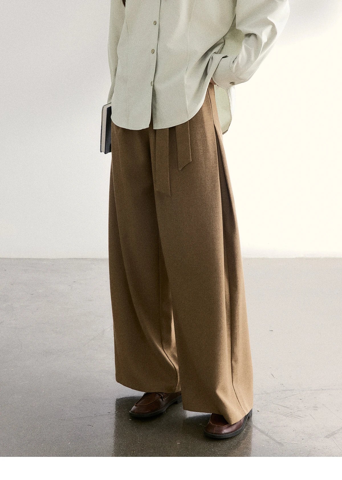 MISHOW Women's Casual Loose Shirt with Plaid Scarf 2026 Spring Lapel Tops Versatile Long Sleeve Shirts Office Lady MXF108C0815