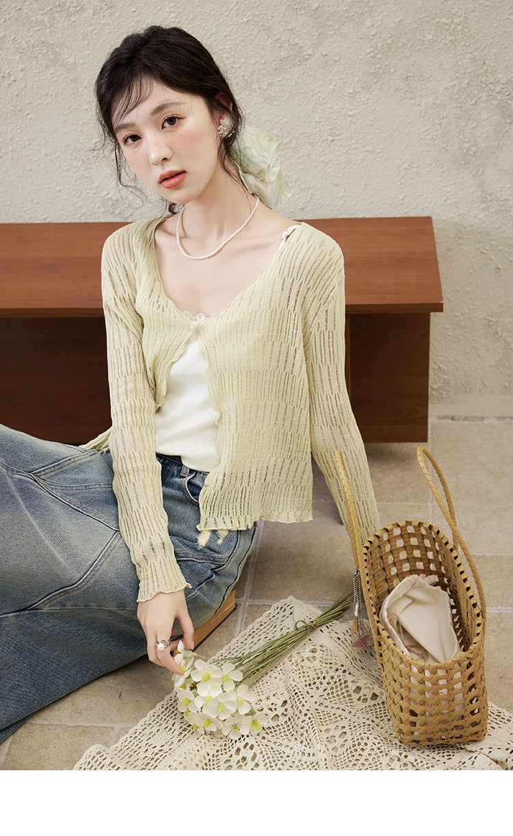 MISHOW Casual V-neck Knitted Cardigan Women 2025 Spring Long Sleeve Solid New Cardigans Female Fashion Office Lady MXE16Z1193