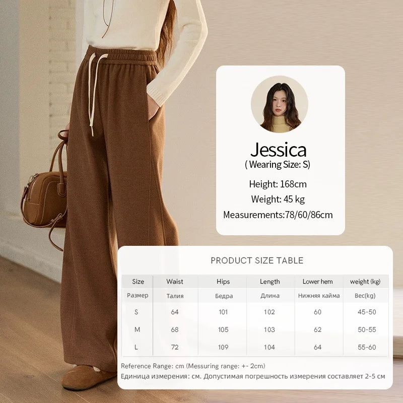 MISHOW Wide-leg Pants for Women 2025 Autumn Winter High Waist Straight Lace-up Loose Pants Retro Casual Slim Pants MXE89K1100