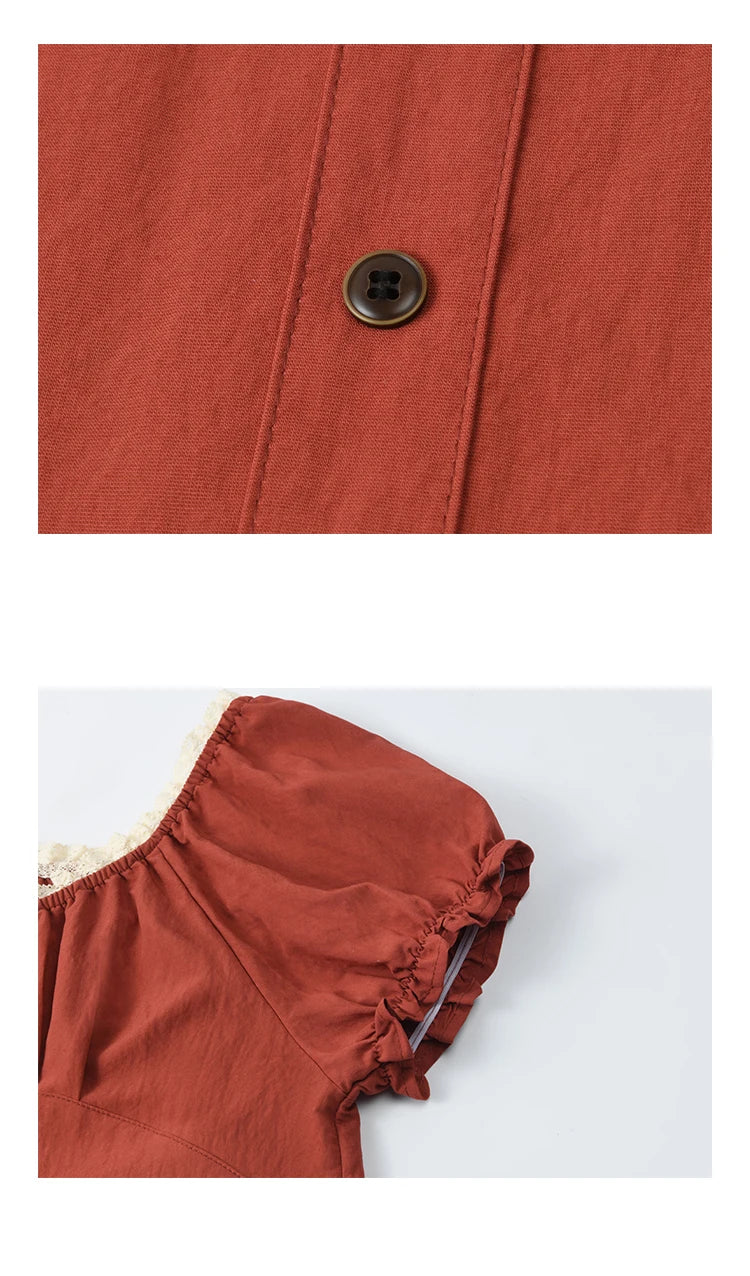 MISHOW French Summer Shirts for Women 2025 Short Puff Sleeve Lace Colla Slimming Blouses Female Sweet Fashion New MXE35X1827