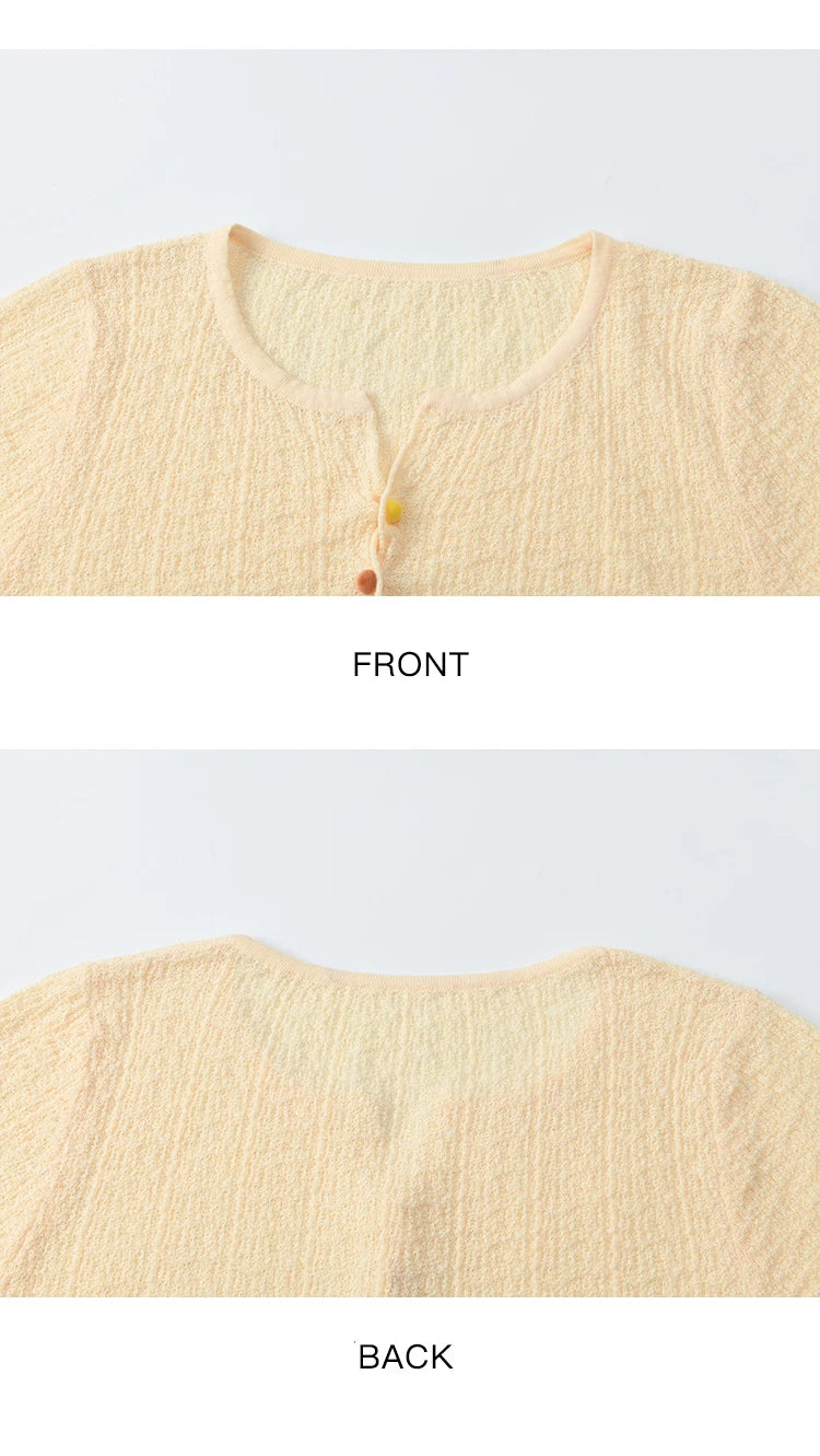 MISHOW Short Sleeved Knitted T-shirt for Women Summer 2025 Twisted Design Dopamine Button Tees Slim Breathable Top MXE34Z1243