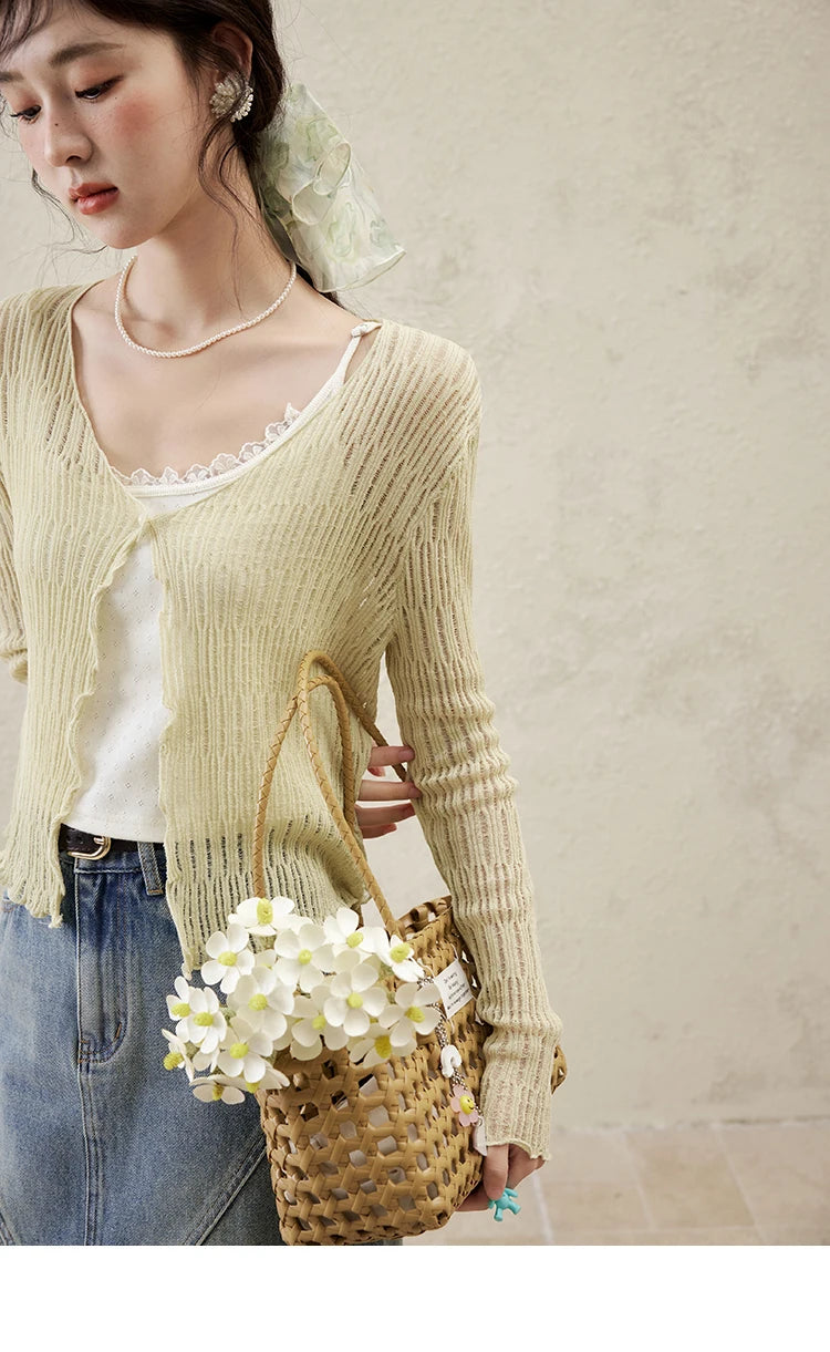 MISHOW Casual V-neck Knitted Cardigan Women 2025 Spring Long Sleeve Solid New Cardigans Female Fashion Office Lady MXE16Z1193