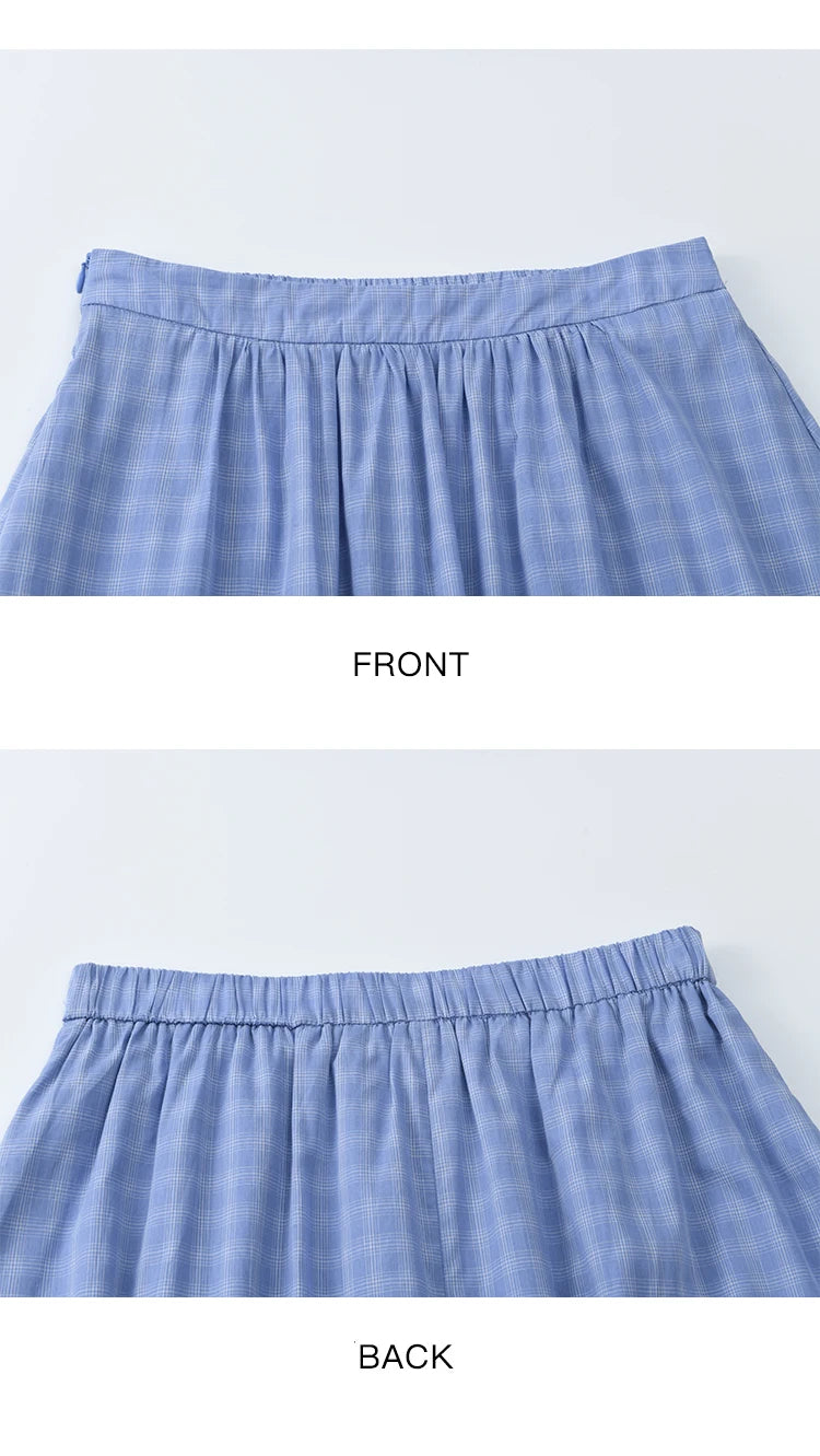 MISHOW Women's 2 Piece Set 2025 Summer Female Vacation Fashion Plaid Hanging Neck Button Top A-line Half Skirt Set MXE39T0711