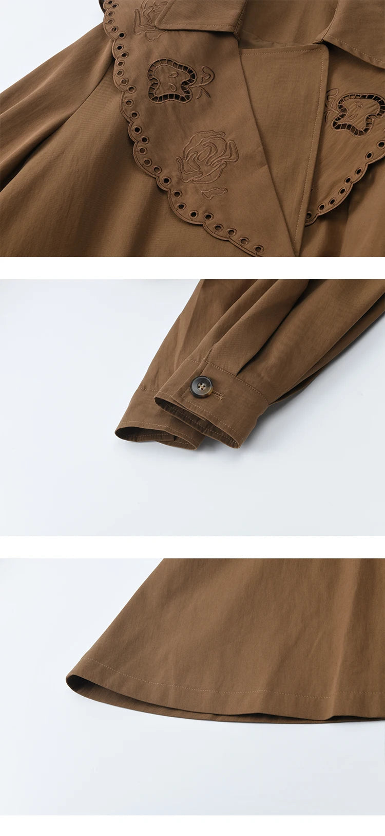 MISHOW Women's Trench Coat 2025 Autumn Hollow Embroidery Mid-length Windbreaker Double-breasted Belt Retro Jacket MXE46W0862