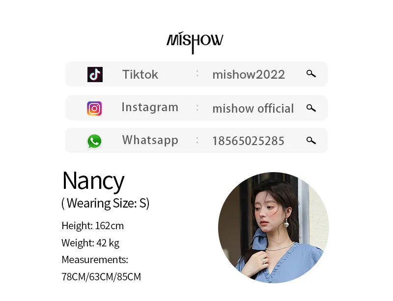 MISHOW Summer Fashion V-neck Dress Woman 2025 New Puff Sleeve Sashes Elegant Pocket Vacation Dresses Ladies Clothing MXE39L2381