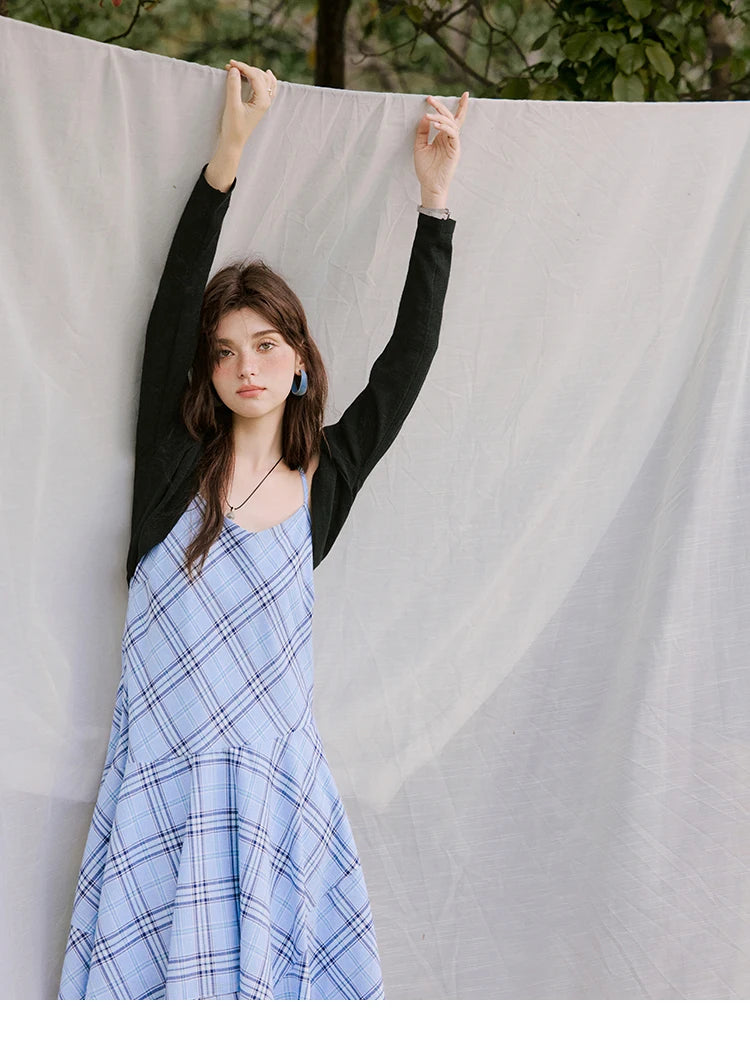 MISHOW Holiday Women's Summer Camisole Dresses 2025 Sleeveless Blue Palid Slim A-line Dress Female New Fashion Thin MXE33L2260