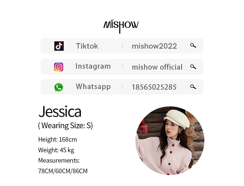 MISHOW Love Heart Button Sweater Color Clash Women Winter Clothing Knitted Cardigan Loose Versatile Thick Warm Tops MXD58Z1127