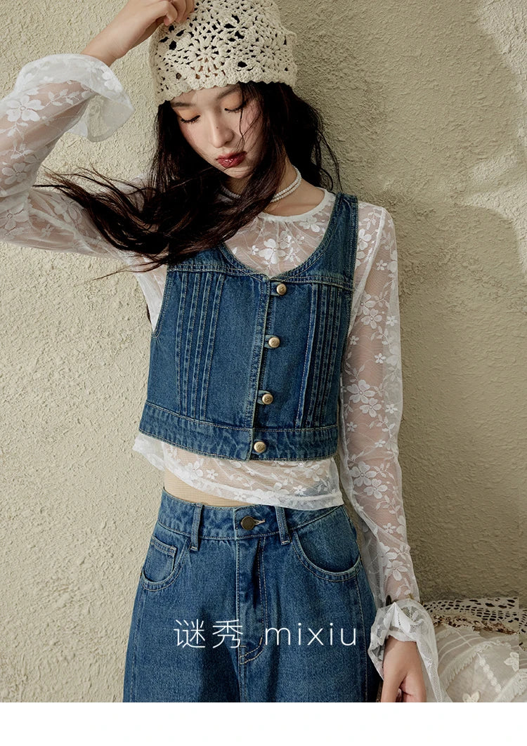 MISHOW Casual Straight Leg Jeans for Women 2025 Spring Versatile Washed Loose Women Pants Fashionable Denim Pants MXE16K0874