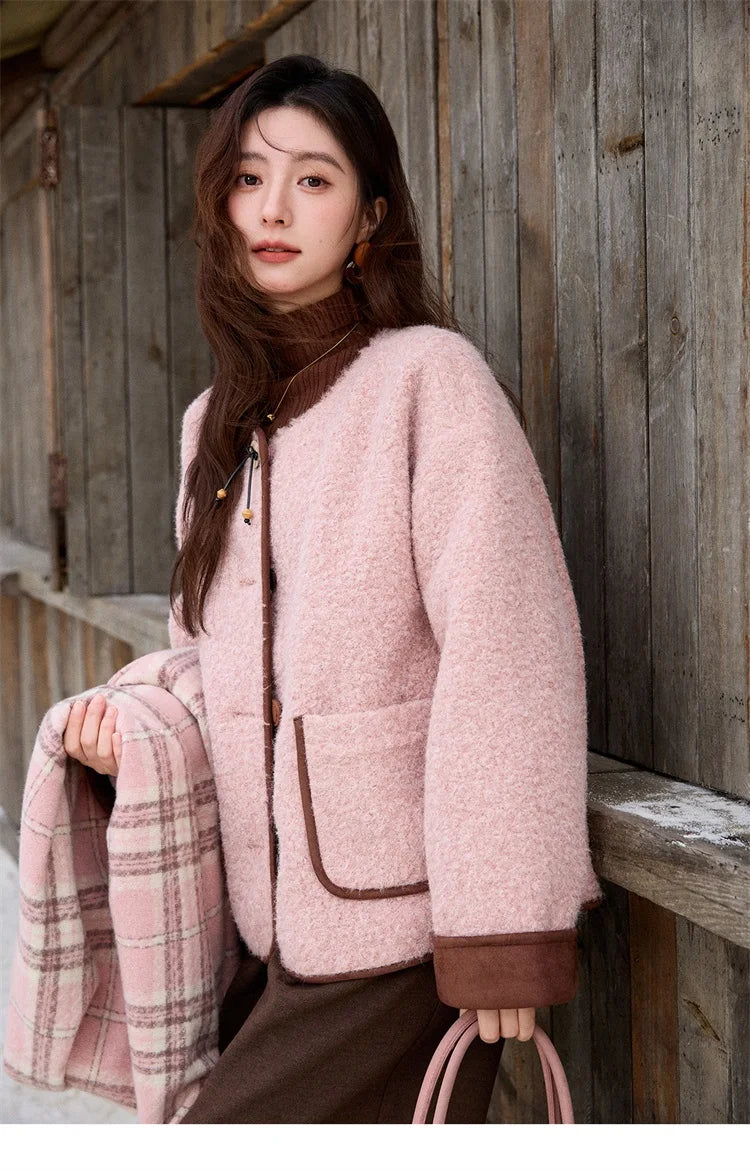 MISHOW Cotton Padded Warm Jacket Women 2025 Thickened Fur O-neck Coat Fold Over Contrasting Cuffs Windproof Outerwear MXE92W0986