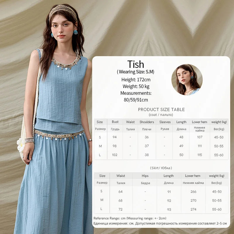 MISHOW Office Lady Summer Vest Skirt Sets Women 2025 Sheel Ribbon Solid Round Neck Tops Loose High Waist Skirt Female MXE32T0556