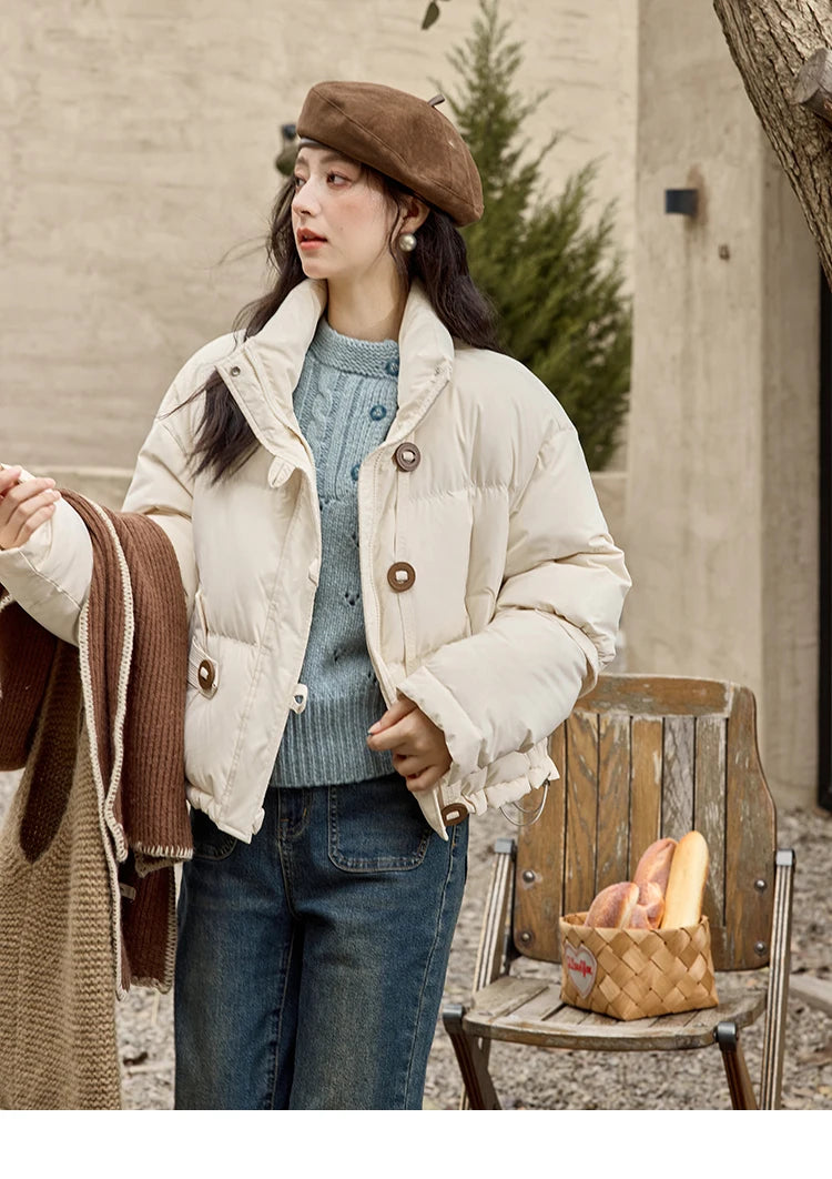 MISHOW Minimalist Down Jacket Women Zipper Short Jacket 2024 Fall Winter Loose Korean Version White Duck Down Jacket MXD42Y0047