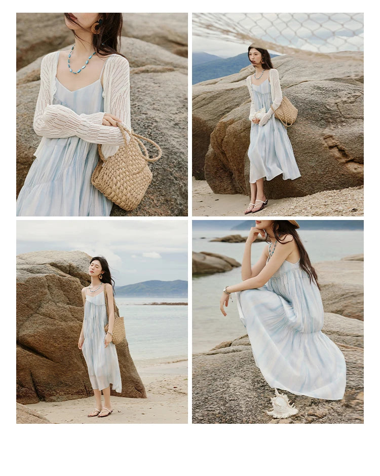 MISHOW Summer Holiday Camisole Dress for Women 2025 New Tie Dye Slim Sleeveless Seaside Long Dresses Female Fashion MXE12L2118