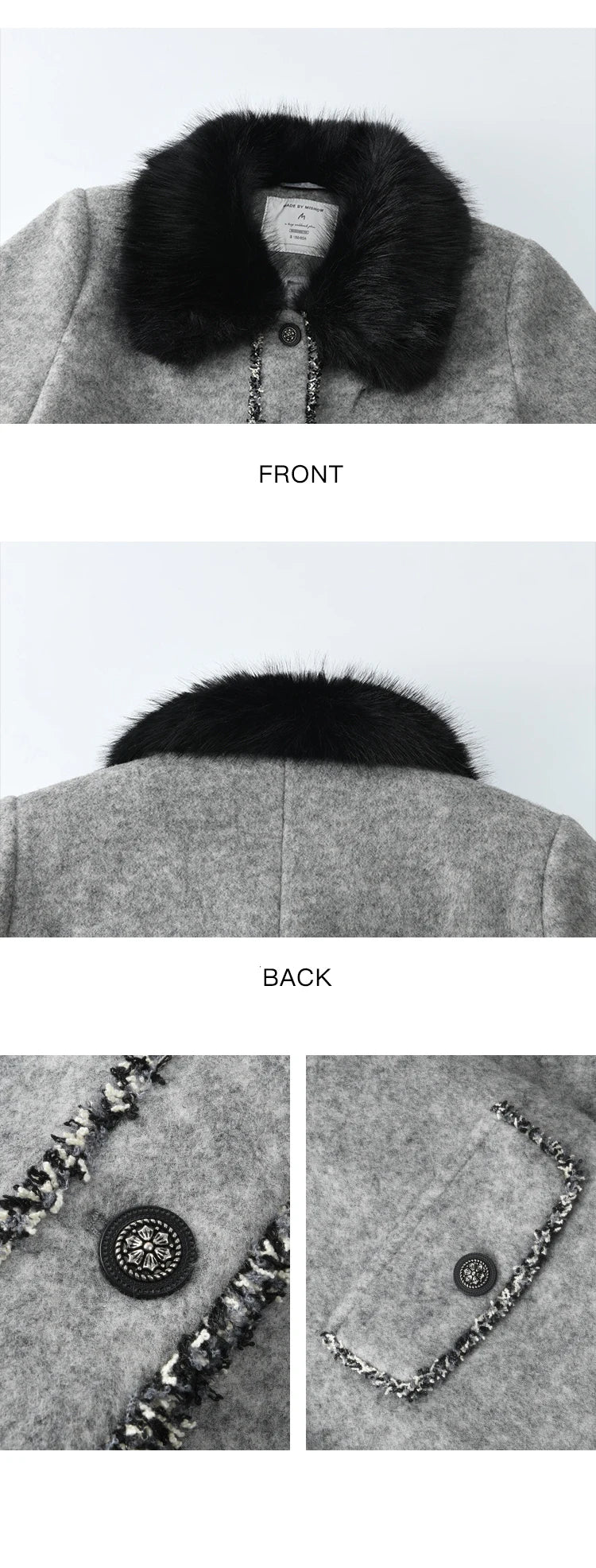 MISHOW Short Tweed Jacket Temperament Midi Skirts Separately Color Clash Lace Design Winter Skirt Thickened Coat MXD54W0553