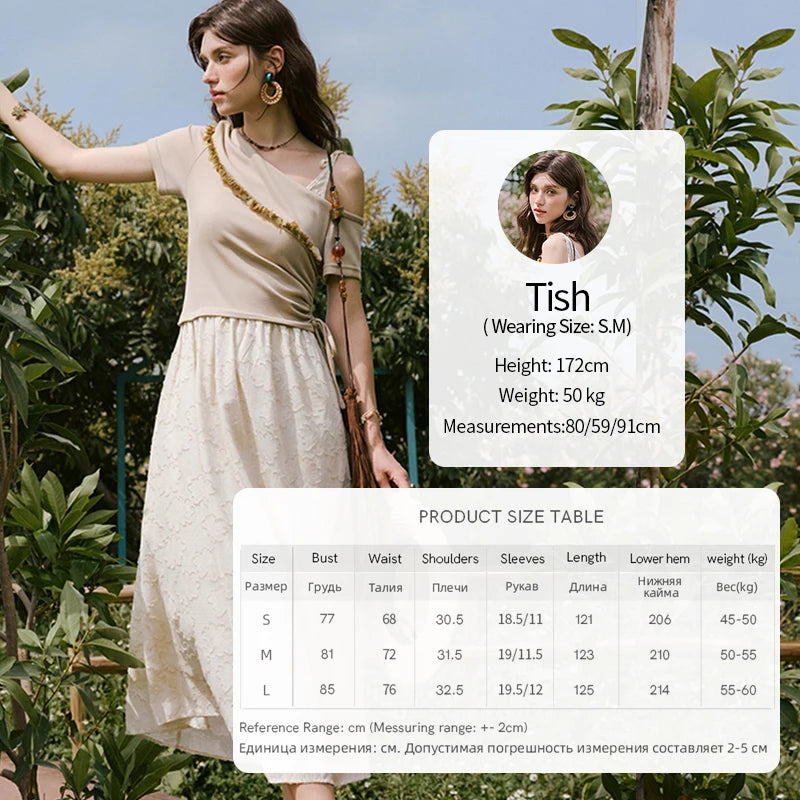 MISHOW Holiday Summer Dresses Women New 2025 Short Sleeve Off-shoulder Knitted Patchwork Midi Dress Female Slimming MXE33L2207