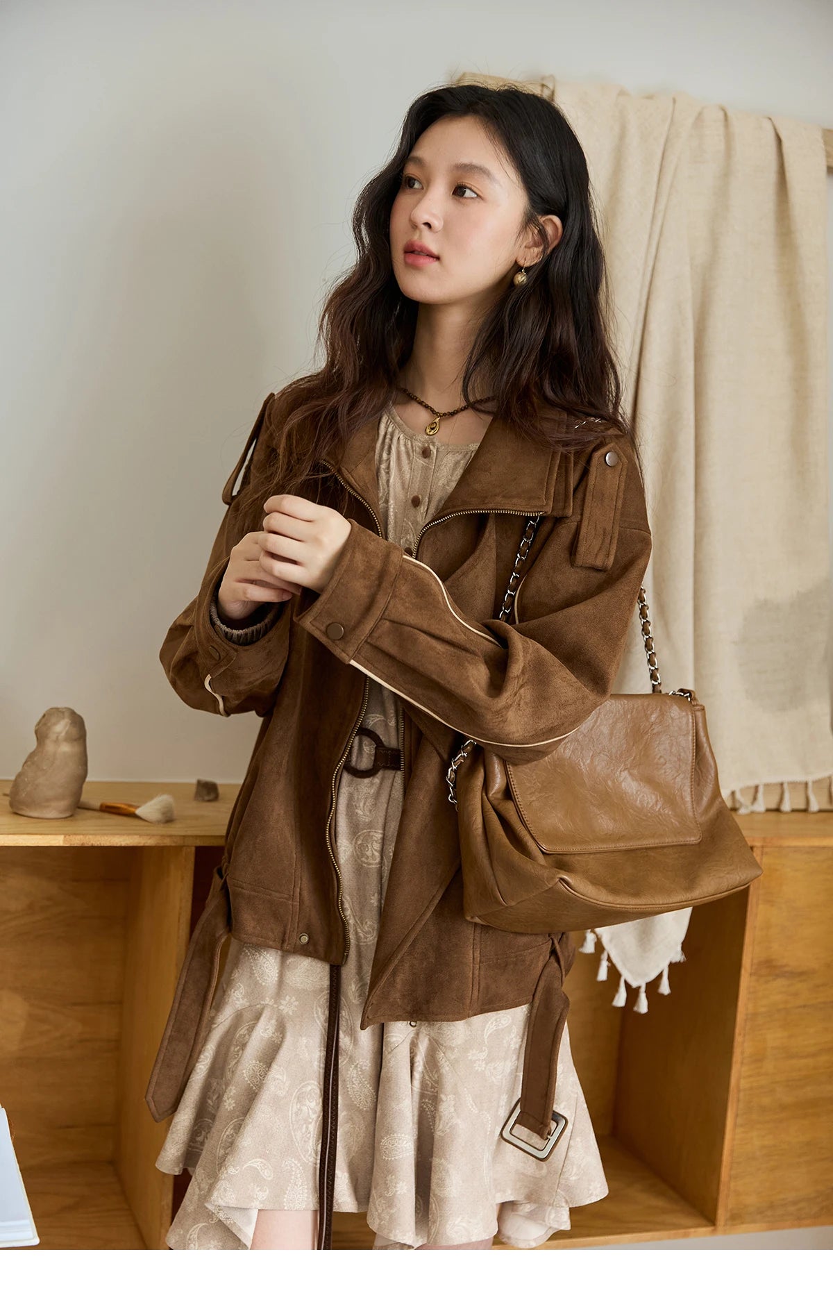 MISHOW Cashew Flower Dress Woman 2025 Autumn Retro Waist Irregular Hem Mid-length Dress Commuter Long Sleeves Dress MXE48L2513