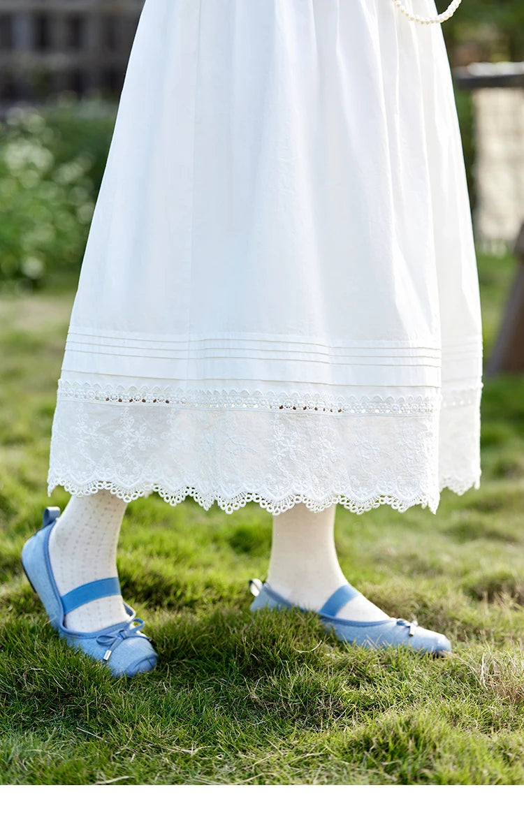 MISHOW French Retro Hollow Lace Skirt for Women Spring 2025 Elegnat 100 Cotton A-line Skirt High Waist Sweet Skirts MXE12B0643