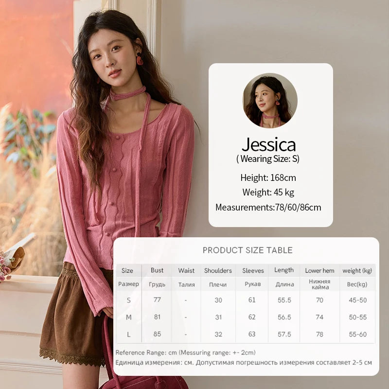 MISHOW Women's Wool Blend Knitted Top 2025 Autumn French Slim Scoop Neck with Draped Tie Soft Solid Pullover Top MXE42Z1322