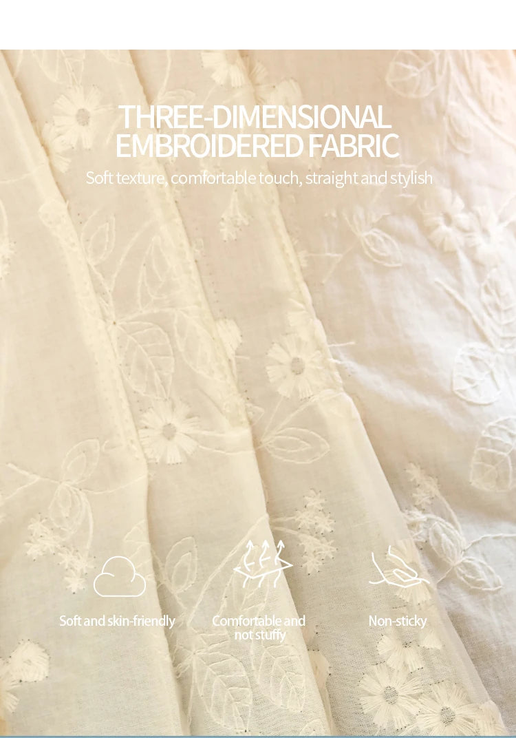 MISHOW Embroidery Cotton Shirt for Women 2025 Summer Fashion French Style Puff Sleeve Button Shirt Women's Clothing MXE39X1979