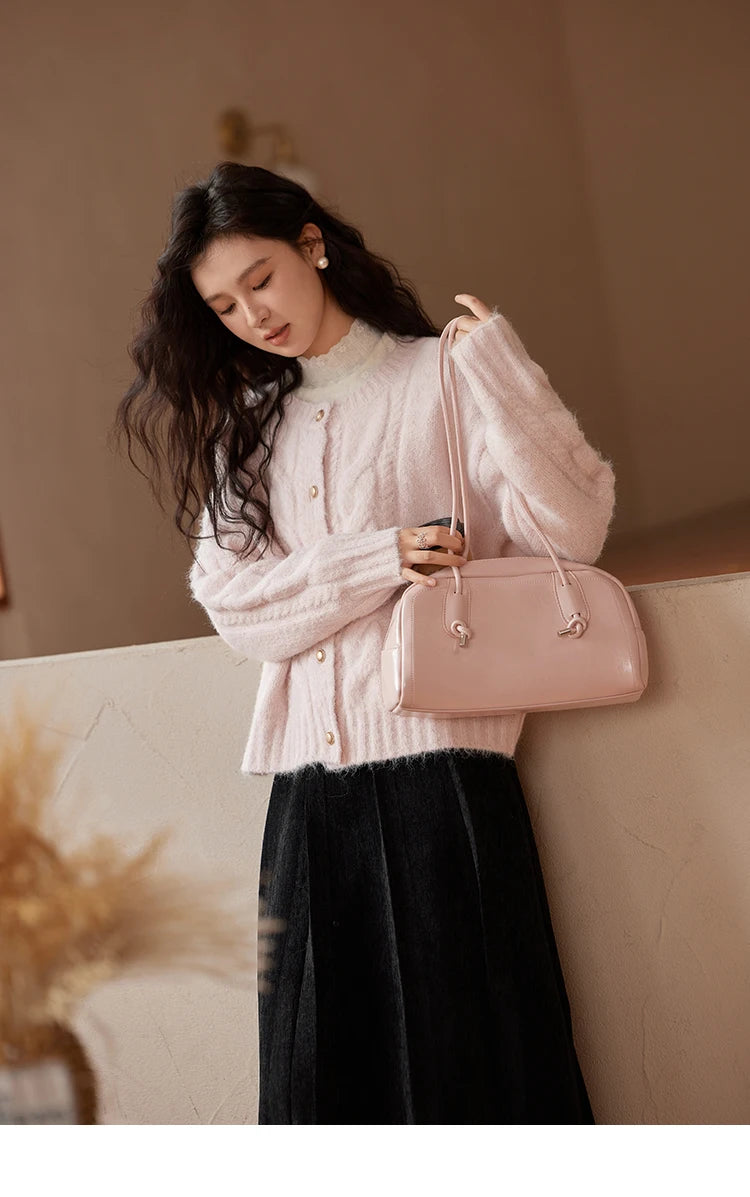 MISHOW Sweet Sweater Cardigan Women 2024 Autumn Winter French Gentle Slim Single Breasted O-Neck Wool Knitted Jacket MXD55Z1030