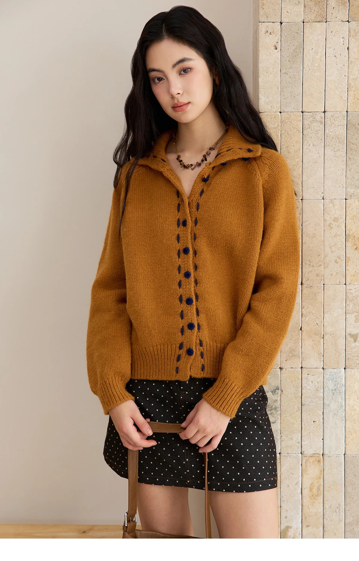 MISHOW Women's Turtleneck Sweater 2025 Retro Long-sleeved Single-breasted Loose Knit Top Casual Winter Woman Cardigan MXE48Z2617