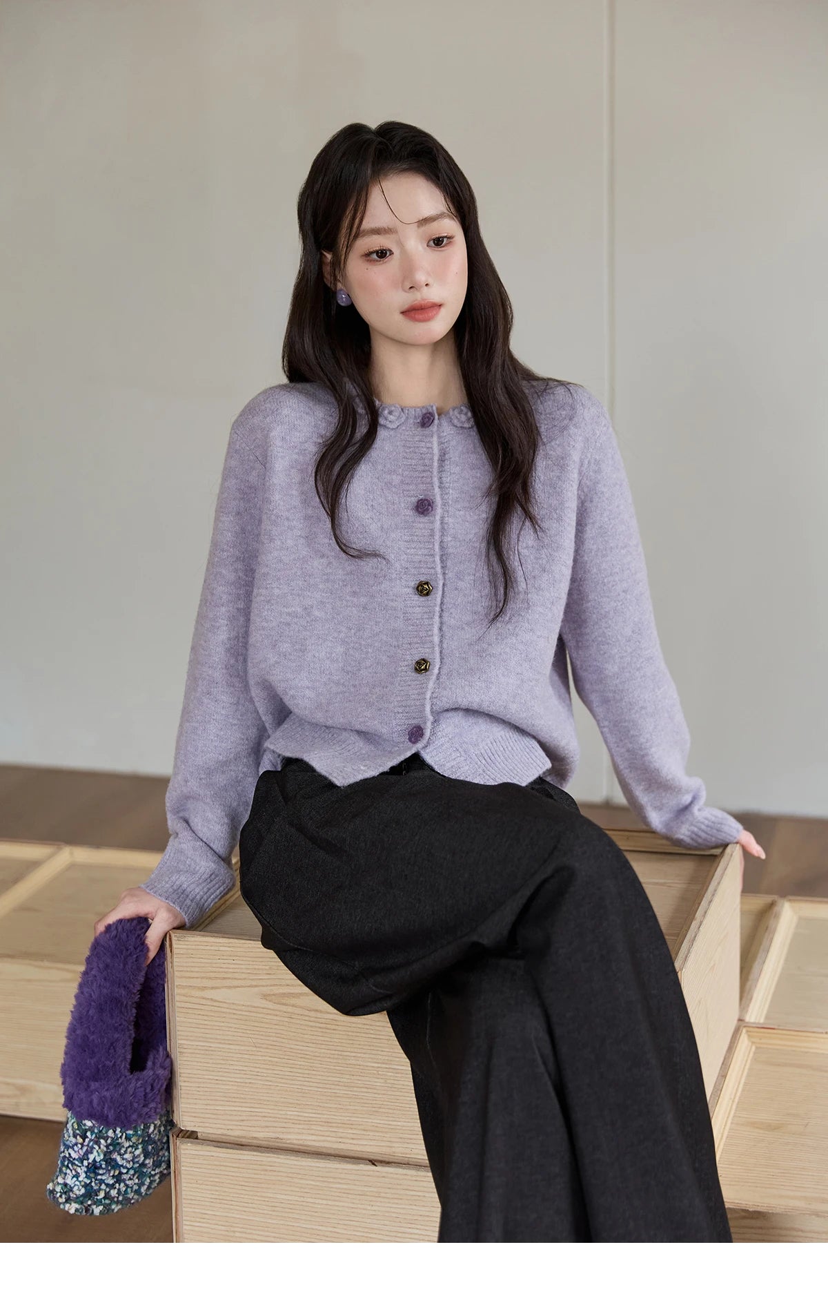 MISHOW Women's Trousers 2025 Autumn Winter Lace-up Gray Wide-leg Pants High Waist Slim Commuting Casual Pants Women MXE51K1106