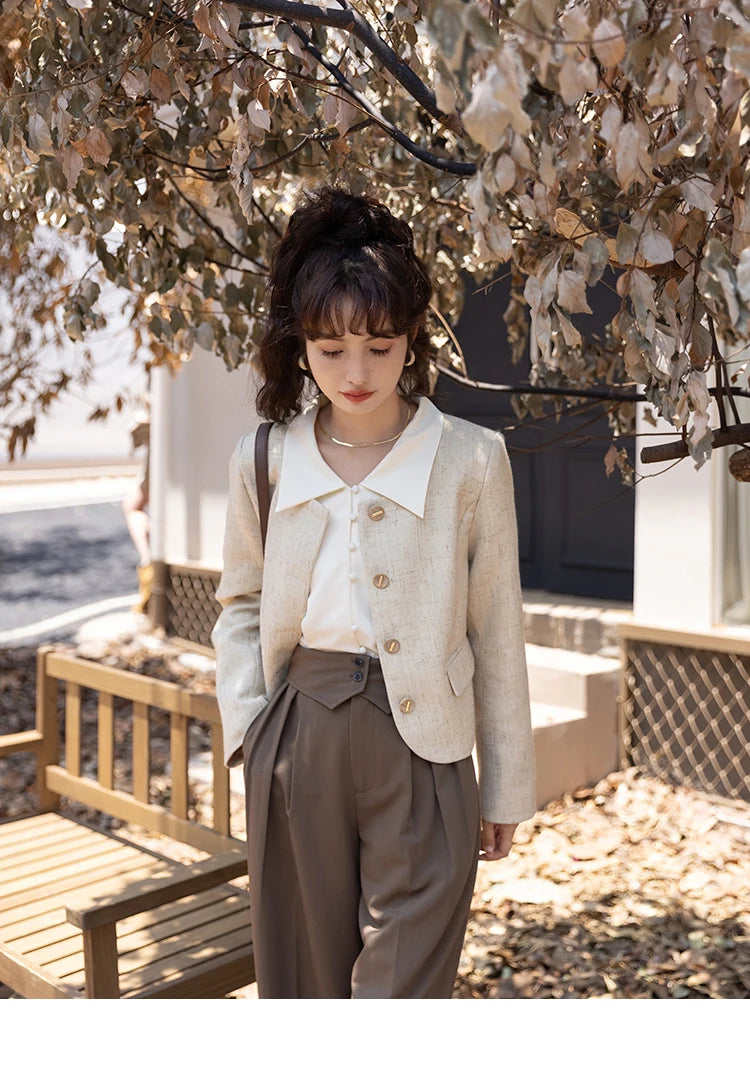 MISHOW Elegant Women's Blouse Autumn Vintage French Lantern Sleeves Turndown Collar Shirt Office Lady Female Clothing MXB32C0508