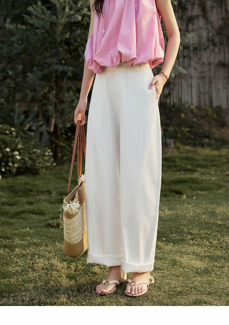 MISHOW Office Lady Summer Women 2025 New Solid High Waist Long Wide Leg All-match Pants Woman Fashion Loose Trousers MXE32K0913