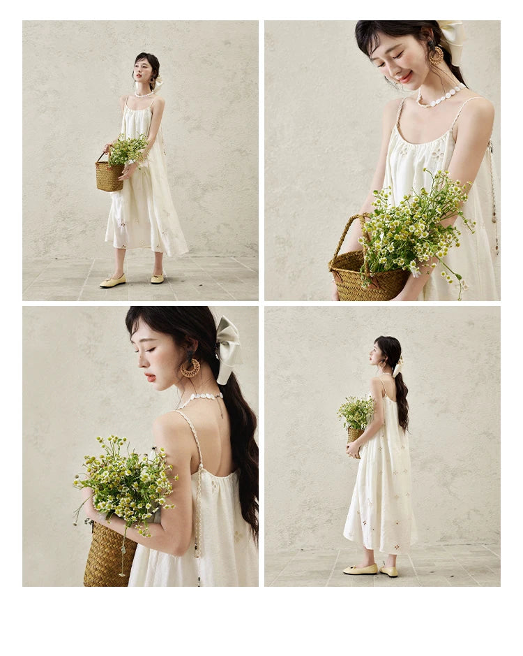 MISHOW Elegant Summer Camisole Dress Women 2025 New Sleeveless Hollow Embroidery Slim Dresses Female Fashion Romantic MXE15L2142