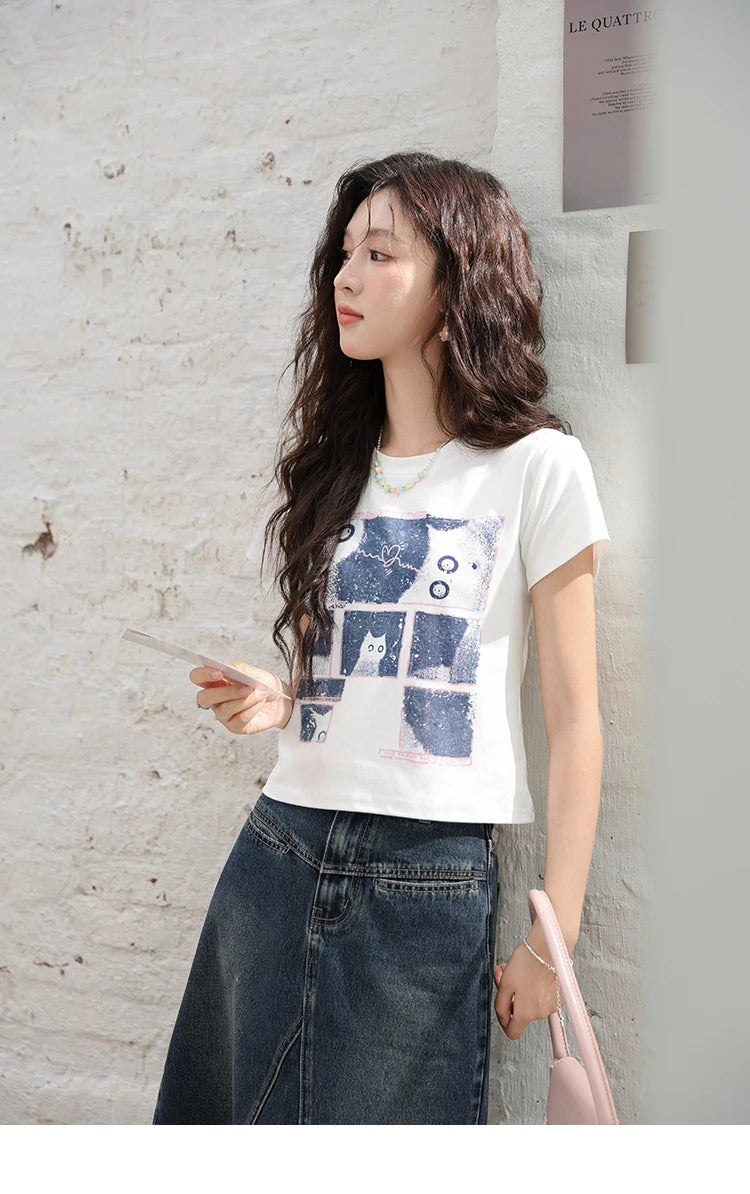 MISHOW Denim Fishtail Skirt 2024 Summer Retro Casual Love Embroidered Pockets Skirt A-line Umbrella Knee-Length Skirt MXD28B0414