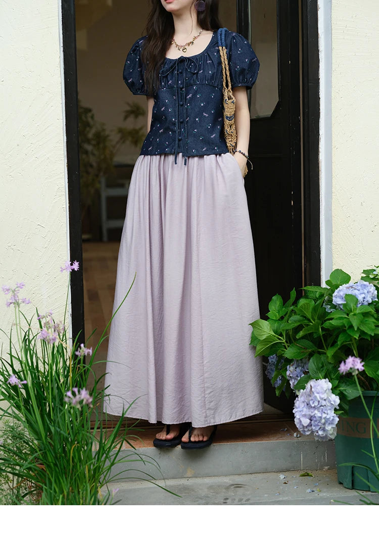 MISHOW Casual Half Skirt for Women 2025 Summer New Office Lady Fashion High Waist Pocket Female Purple Pleated Skirt MXE39B2366