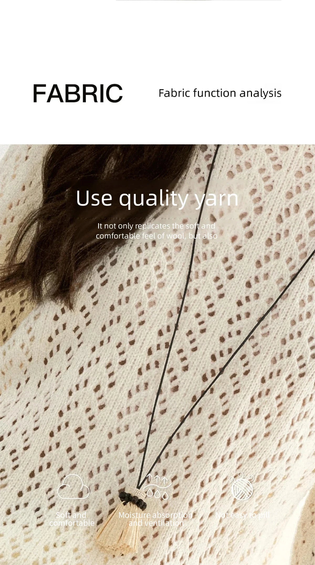 MISHOW Women's Hollow Out Knit Tops 2026 Spring Crew Neck Long Sleeve Tops Loose Casual Soft Breathable Beige Sweater MXF13Z3017