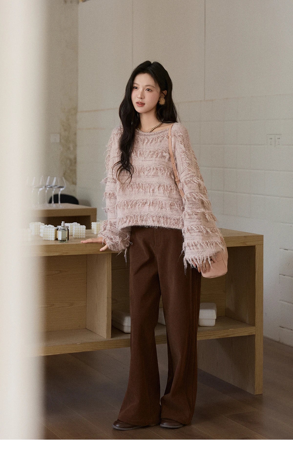 MISHOW Tassel Bead Wool Blended Sweater Autumn Winter 2025 Elegant Thick Knitted Sweater Loose Warm Tops Office Lady MXE90Z2822