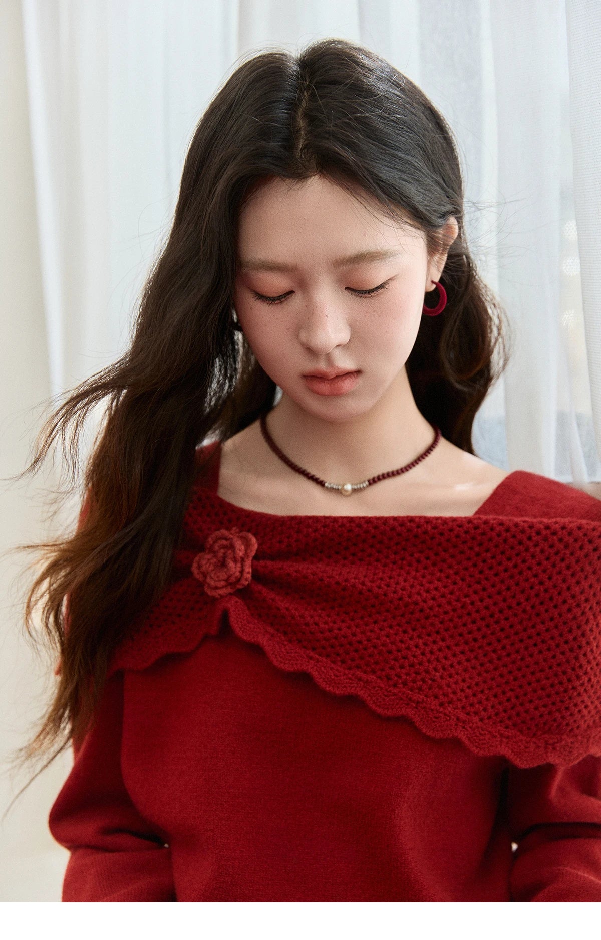 MISHOW New Year Christmas Women's Red Sweater 2025 Autumn Winter Soft Elegant Sweaters 3D Flower Alpaca Knitted Tops MXE94Z2889