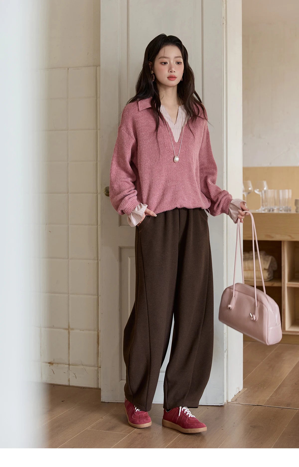 MISHOW Casual Pants for Women 2025 New Fashion Solid Loose Wide-leg Pants Commute Comfortable Women's Winter Pants MXE51K1093