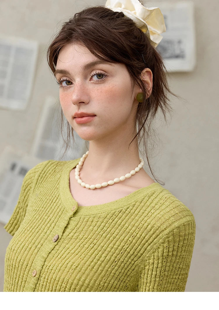 MISHOW Summer Knitted T-Shirts 2025 New Solid Short Sleeve Round Neck Thin Tops Female Fashion Versatile Office Lady MXE31Z1229