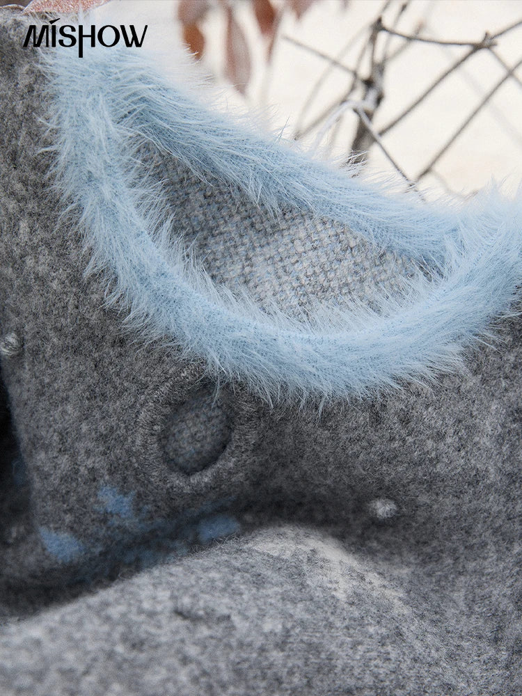 MISHOW Woman Gray Sweater Skirt Suit 2025 Winter Fashion Crew Neck Long Sleeve Sweater Knitted Mini Skirt Suit Woman MXE51T1406