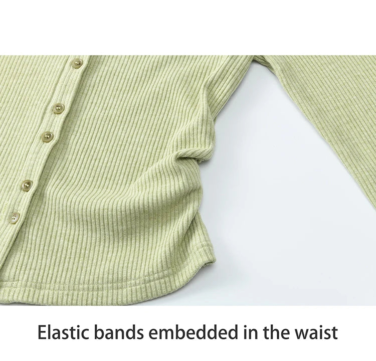 MISHOW Green Plaid Knitted Top 2025 Spring Lotus Leaf Sleeves Tees Slim Long Sleeve Curled Collar Single Breasted Top MXE14Z1152