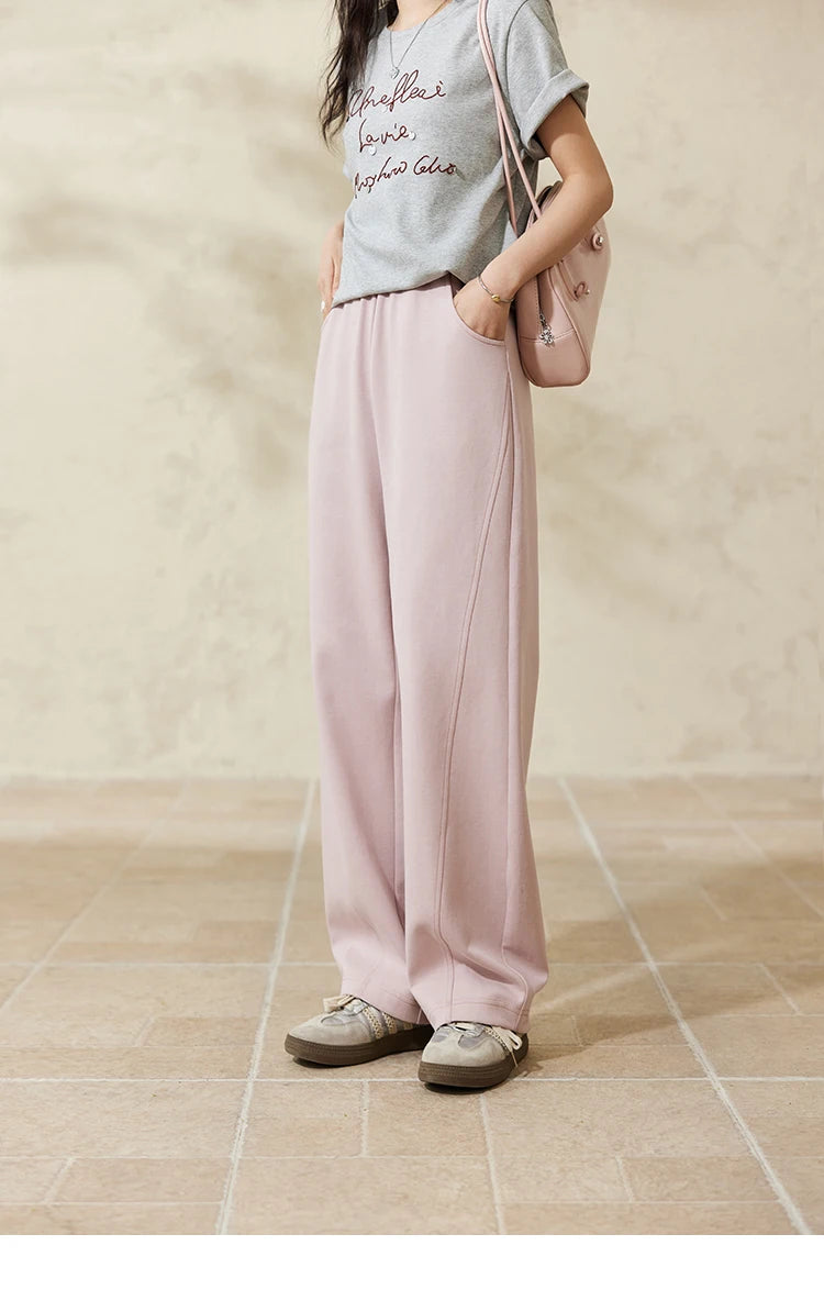 MISHOW Elastic Waist Sweatpants for Women Spring 2025 Versatile Solid Sports Pants Straight Leg Long Sickle Pants MXE14K0875