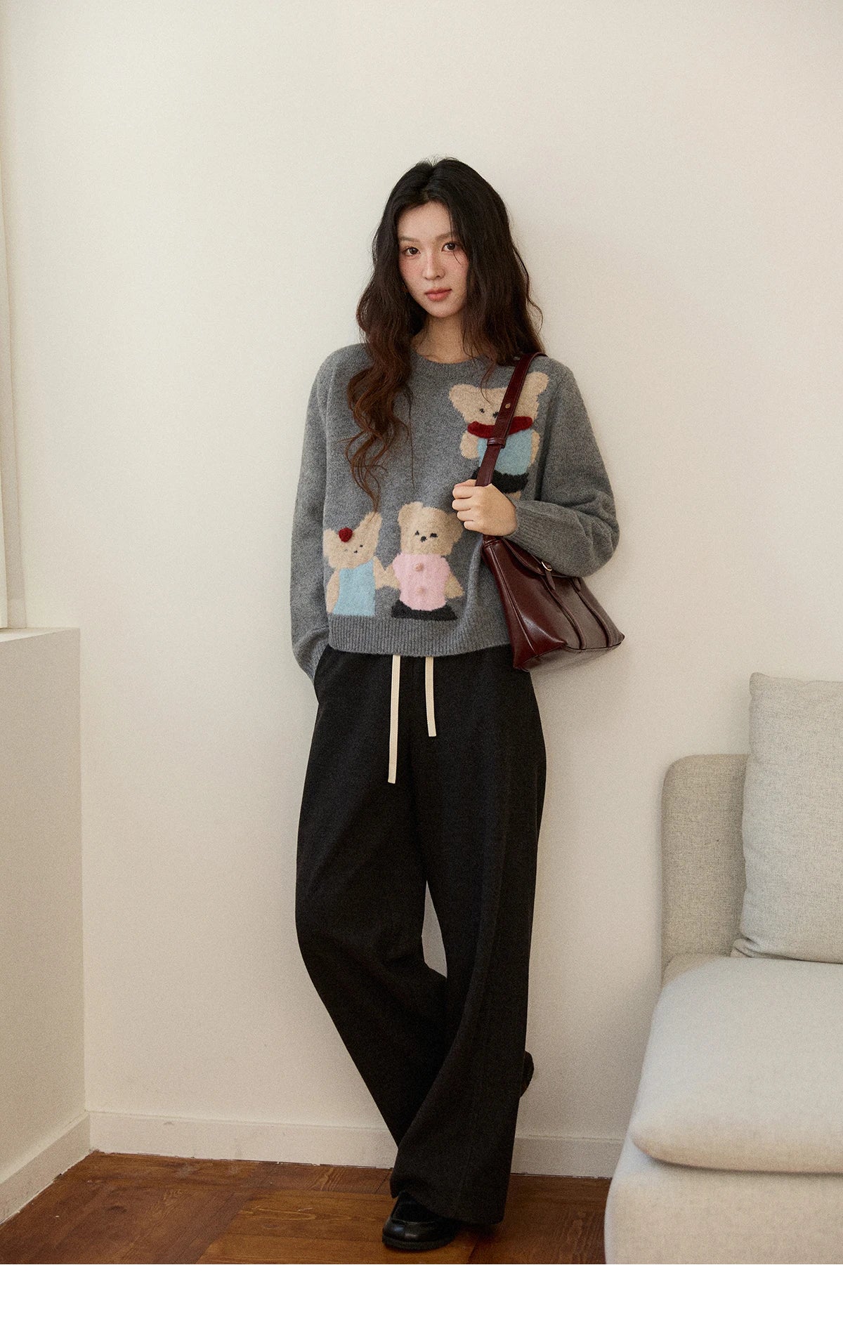 MISHOW Wide-leg Pants for Women 2025 Autumn Winter High Waist Straight Lace-up Loose Pants Retro Casual Slim Pants MXE89K1100