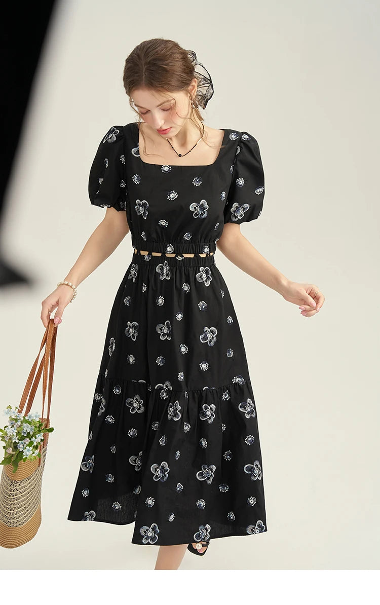 MISHOW High Waist Slim Floral Printing A-line Skirts Temperament Mid Length Skirt 2025 Summer Elastic Waist Skirt MPD21B0398