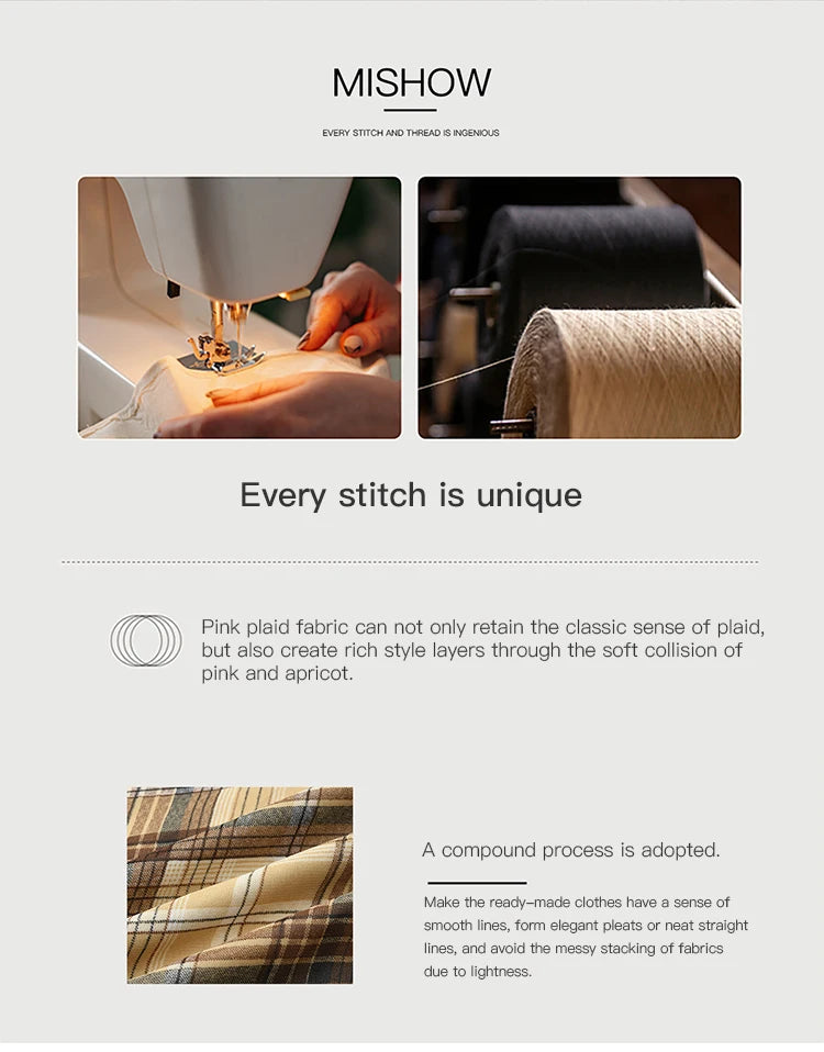 MISHOW Purple Plaid Short Skirt for Women Autumn 2025 Asymmetrical Patch Skirts Back Elastic Waist A-line Short Skirt MXE45B2411