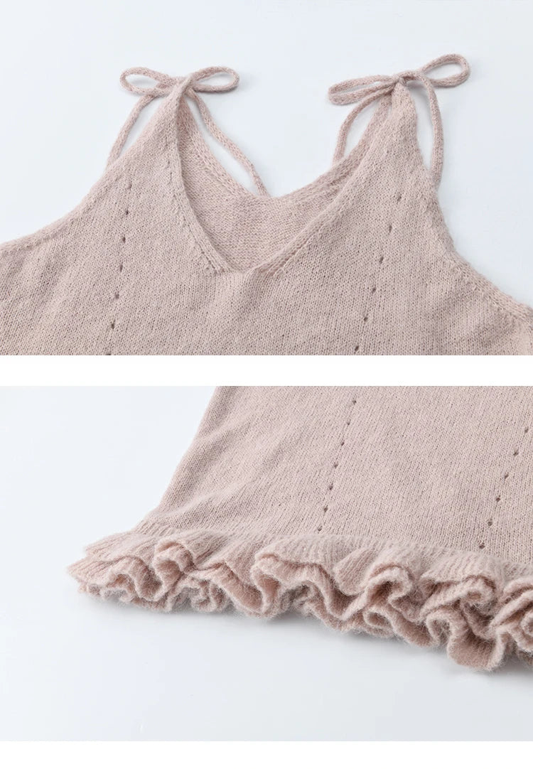 MISHOW Knit Cardigan for Women 2025 Autumn Elegant Pink Crew Neck Cardigan Loose Suspenders Two-piece Suit for Women MXE48T1404