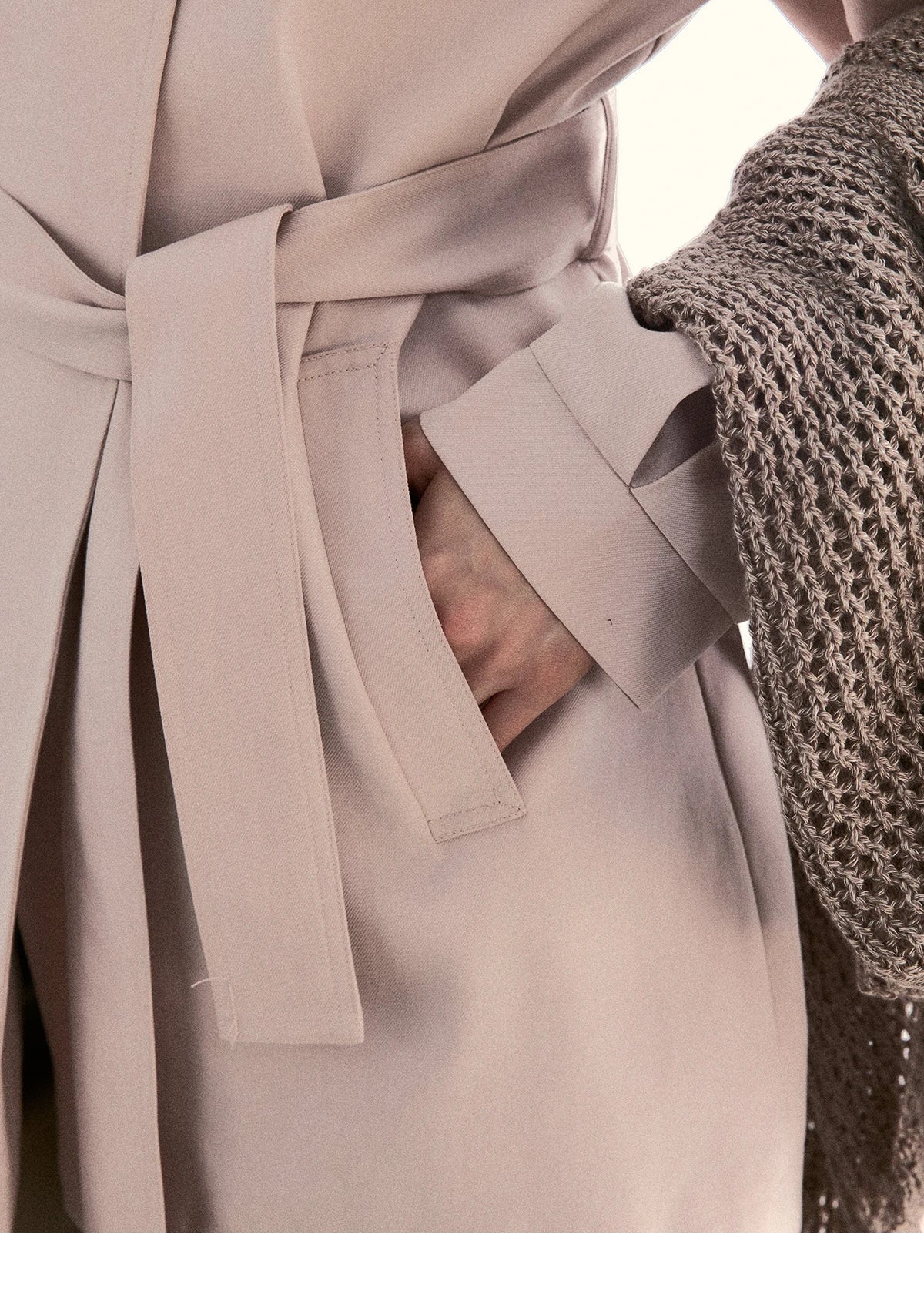 MISHOW Women's Dusty Pink Trench 2026 Spring Stand Collar Belted Coats Raglan Sleeve Casual Mid-Length Windbreaker MXF108W1002