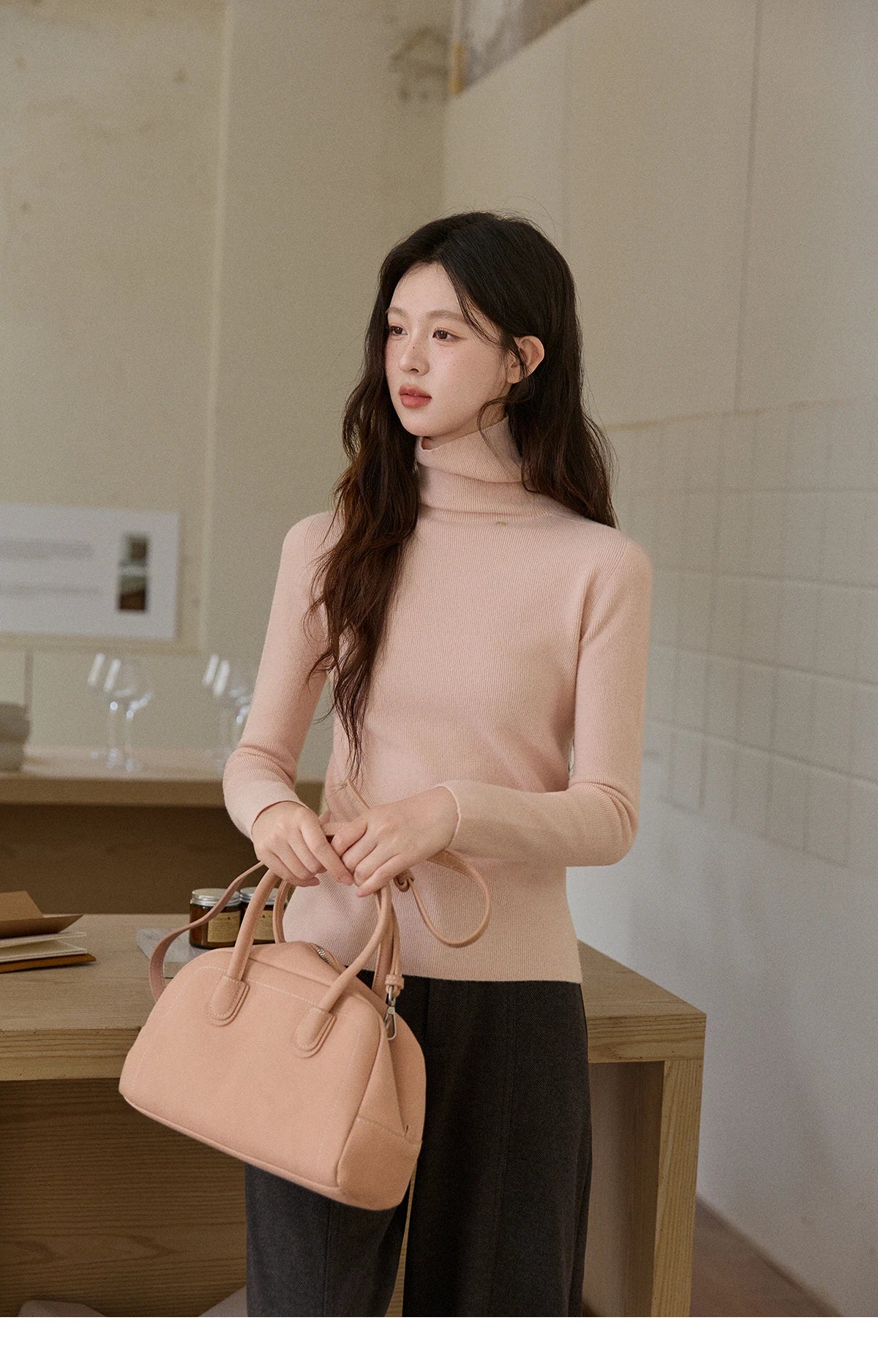 MISHOW High Waist Wide Leg Pants for Women 2025 Winter Casual Loose Thick Fleece Warm Knit Pants Straight Trousers MXE92K1127