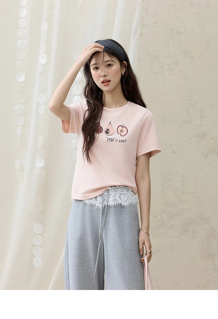 MISHOW Summer Print Casual T-shirt Women New 2025 Short Sleeve Round Neck Slim Shirts Female Fashion Office Lady Tops MXE33T0500