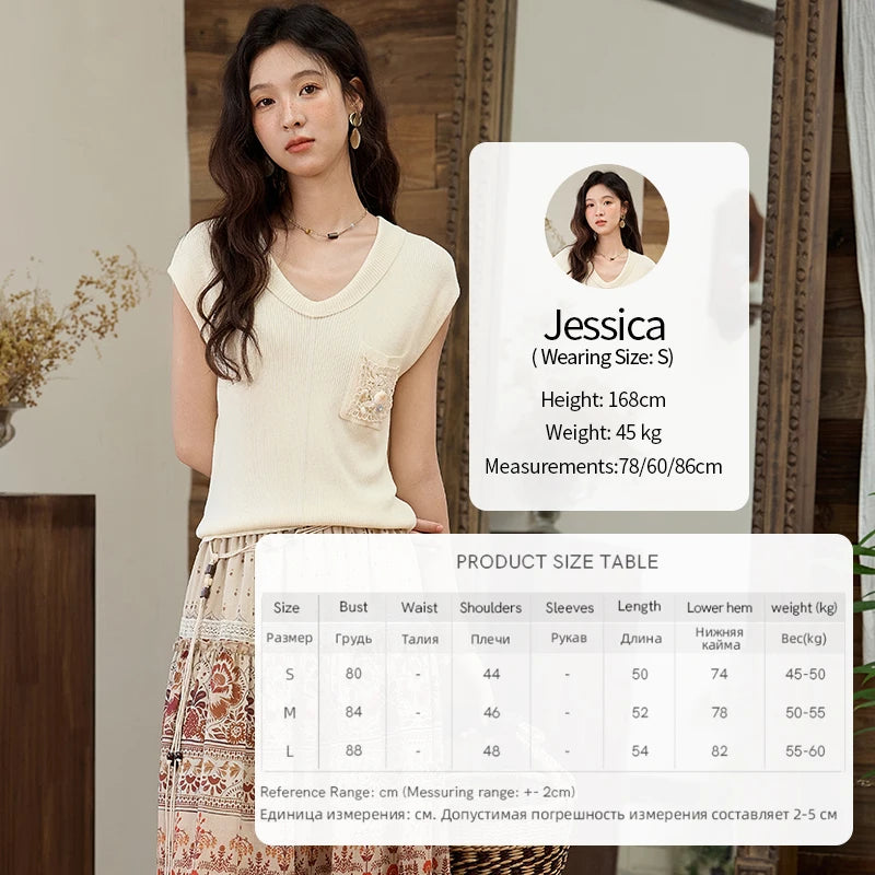 MISHOW Cool Knitted Short Sleeve T-shirt 2025 Summer V-neck Pocket Shell Lace Tops Casual Solid Raglan Sleeve Tees MXE34Z1265