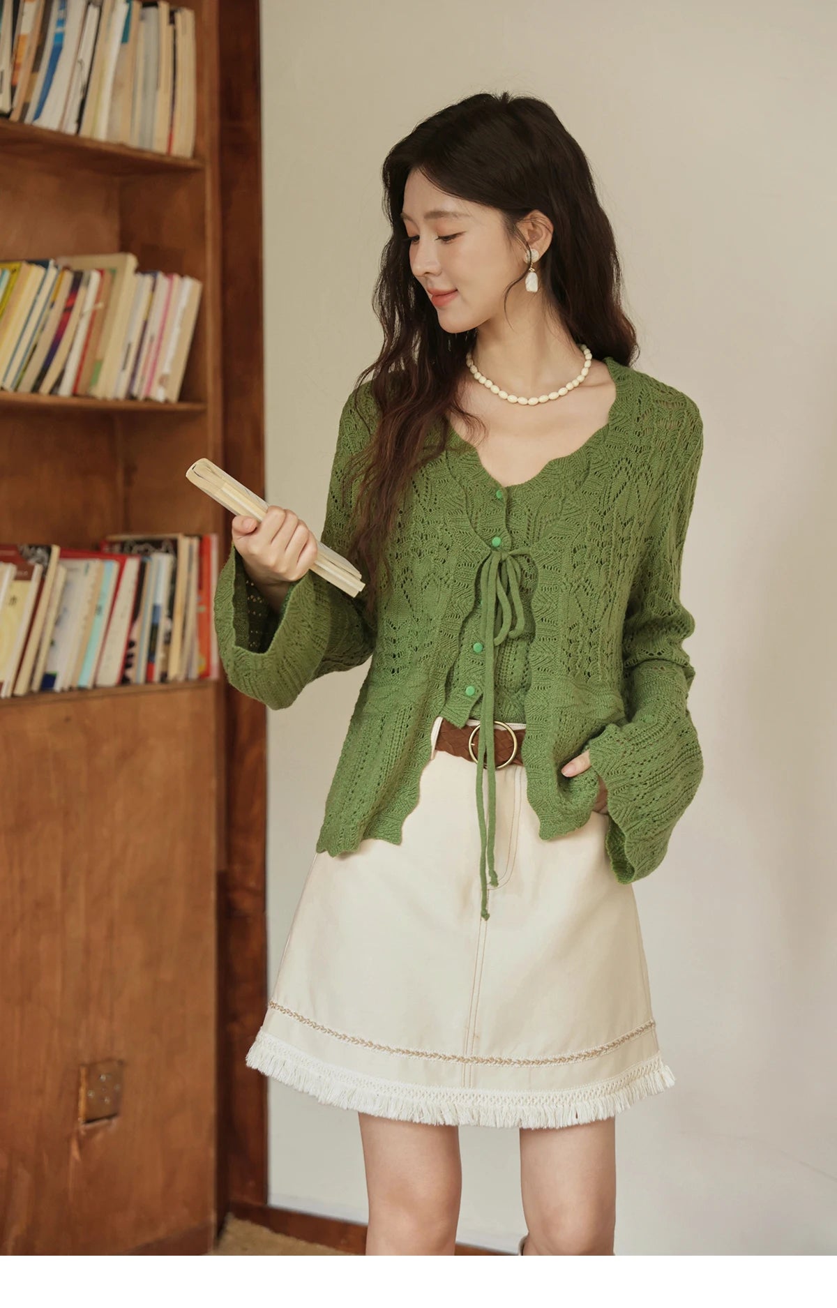 MISHOW Women's Wool Knitted Suit Autumn 2025 Flared Sleeves Lace-up Cardigan Single-breasted Camisole Two-piece Set MXE42T0717